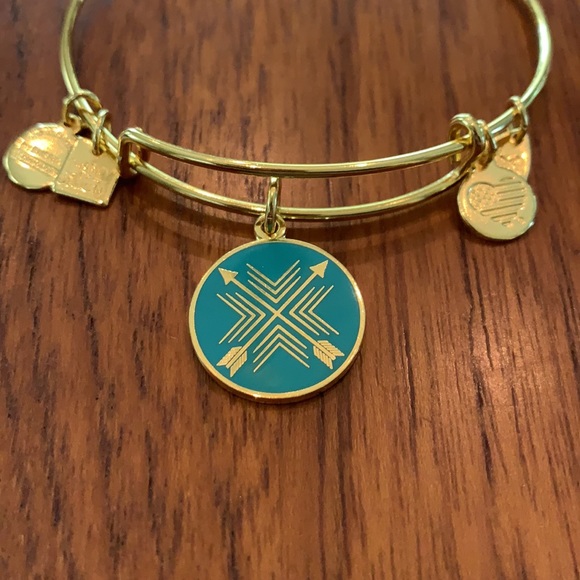 Alex and Ani Arrow of Friendship Shiny Gold Bangle - Picture 2 of 4